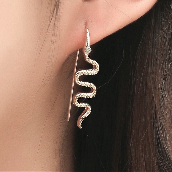 GlitzBlitz Boutique Jewelry - Any 2/$20! Gold Squiggly Serpent Threader Earrings